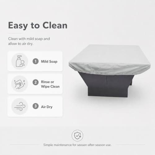 Treasure Garden Square Fire Pit Cover, 300D Polyester Outdoor Table & Ottoman Cover, Water Resistant, UPF50+ UV Protection, Elastic Hem, Spring Cinch Lock, Built-In Storage Pouch, Gray, 49 in - Image 6