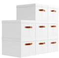 Homsorout Storage Bins with Lids - Large Fabric Closet Bins with Lid, 8 Pack Clothes Organizers and Storage, Collapsible Stackable Cube Basket for Home, Office, Dorm, White by Homsorout