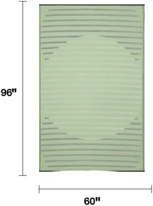Fab Habitat Striped Outdoor Rug - Waterproof, Fade Resistant, Crease-Free - Premium Recycled Plastic - Patio, Porch, Deck, Balcony - Kyoto - Green - 5 x 8 ft - Image 2
