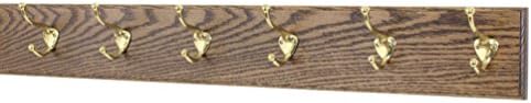 PegandRail Oak Wall Mounted Coat Rack with Solid Brass Hooks 4.5" Ultra Wide (Walnut, 30.5 x 4.5 with 6 Hooks) by PEG+AND+RAIL