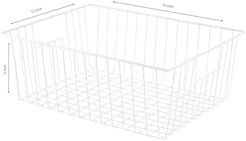 Upright Freezer Organizer Bins， Freezer Baskets for 16, 17, 21 cu.ft Standup Freezer, Wire Storage Baskets with Built-in Handles for Frozen Foods, Snacks, Vegetables, Fruits and More, Set of 6 , White - Image 3