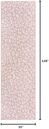 Unique Loom Outdoor Safari Collection Area Rug - Leopard (2' 11" x 10' Runner, Pink Ivory/Ivory) - Image 2