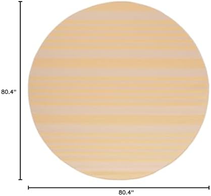SAFAVIEH Courtyard Collection 6'7" Round Gold/Beige CY6062 Stripe Indoor/ Outside Waterproof Easy cleansingPatio Backyard Mudroom Area Mat - Image 2