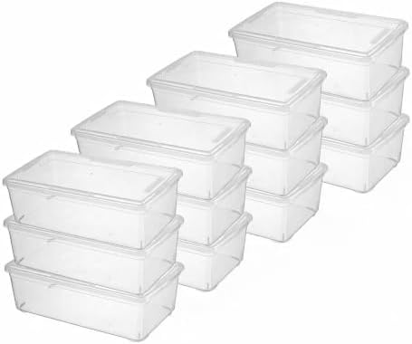 novelinks 12 Pack 6 Quart Stackable Shoe Storage Bins with Lids (Clear) by novelinks