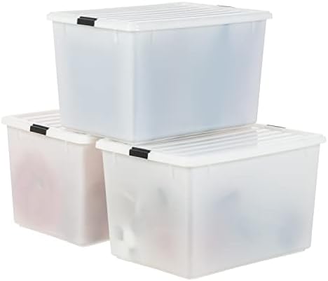 IRIS USA 3-Pack 144 Qt Stackable Storage Bins with Lids, Pearl by IRISUSA