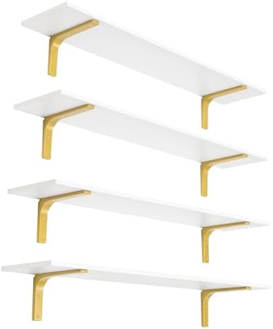 DINZI LVJ Long Wall Shelves, 47.3Inch Wooden Wall Mounted Shelves, Set of 4 by DINZILVJ