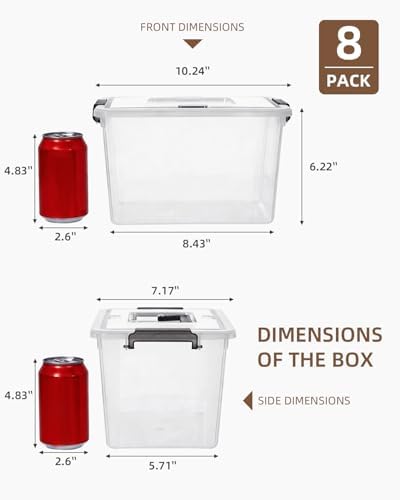 Citylife 8 Packs 6 QT Plastic Storage Bins with Latching Lids Clear Storage Box with handle Stackable Storage Containers for Organizing Snacks, Crafts, Toys, Tools - Image 3