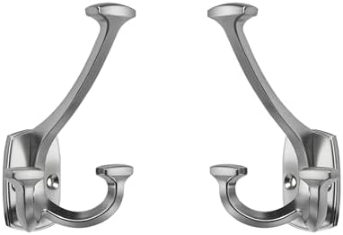 Large Wall Double-Sided Hook 10 Pack Brushed Satin Nickel Hook Decorative Heavy Duty Solid Large Coat Hooks for Towel Hanging Coats Robe Triple Coat Hook Three Prong Hook by cabinethardware