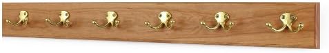 Cherry Coat Rack with Solid Brass Double Style Hooks (Cherry, 30.5" x 3.5" with 6 hooks) by PEG+AND+RAIL