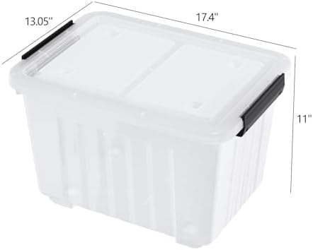 4 Packs 30 L Plastic Latch Storage Box, Clear Bin with Lid and Wheels - Image 4