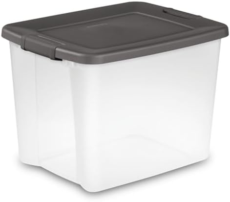 Sterilite 12-Pack 50 Quart ShelfTotes, Clear Plastic Storage Organizer Bins, Flat Gray Lid - Large Stackable Containers for Garage Shelves, Basement Room, Attic, and Home Organization - Image 3