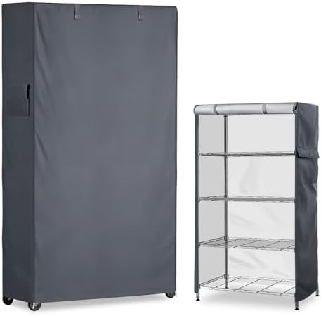 Waterproof Shelf Cover,600D Heavy Duty Dustproof Storage Wire Rack Covers,Outdoor Shelving Covers for Wire Shelves with Zipper 48''x24''x72'',Grey. by Dalema