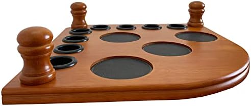 Floor Pool Cue Rack Hold 8 Cue Sticks & Billiard Accessories. Corner Stand Pool Cue Holder Made of 100% Solid Hardwood. Provided Ball Rack Hook. CUE RACK ONLY (Classic Oak) - Image 4