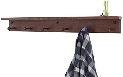 Cherry Peg Rack with Shelf -Handcrafted in the USA (Natural, 35" with 6 pegs) - Image 4