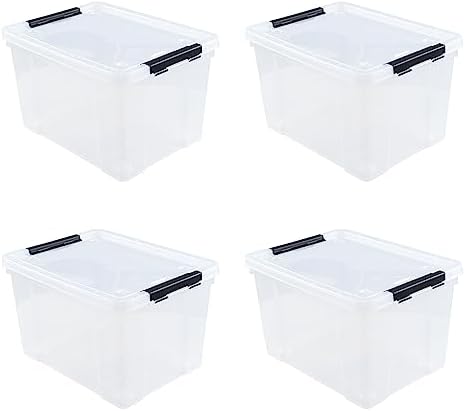 4-Pack 32 L Wheeled Clear Plastic Storage Latch Boxes with Lids - Image 7