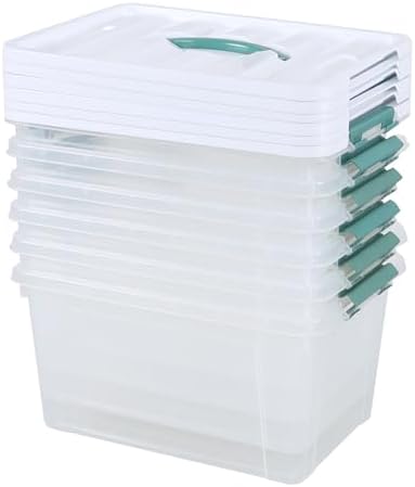 Plastic Organizer Bins Pack of 6, Latching Storage Box with Handles - Image 6