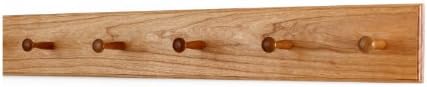 Cherry Shaker Peg Rack 4.5" Extra Wide (Cherry, 29" x 4.5" with 5 pegs) by PEG+AND+RAIL