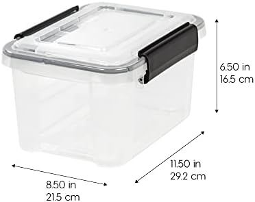 IRIS USA 6-Pack 6 Qt Storage Bins with Gasket Lids, Clear/Black - Image 2