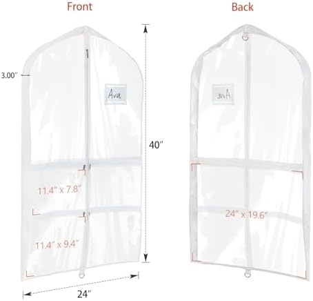 Univivi 40 Inch Dance Costume Garment Bags for Dancers, Clear, 5 Pack - Image 2