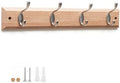 Coat Hooks Wall-Mounted | Bamboo Coat Rack with 4 Triple Zinc Alloy Hooks to Hang Hats, Jackets, Bags, Keys, Towels & More (4 Double Hook Deluxe, Pack of 1) by Flatro