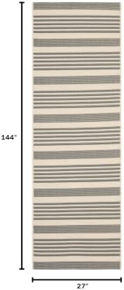 SAFAVIEH Washable Rug Outdoor Courtyard Collection - 2'3" x 12' Runner, Grey & Bone, Non-Shedding & Easy Cleaning, Ideal for Patio, Entryway, Mudroom, Hallway, Kitchen (CY6062-236) - Image 2