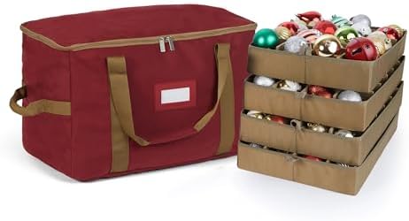 Covermates Adjustable Ornament Storage Bag, 19.25" W x 13" D x 12.5" H, Red by Covermates