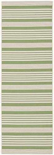 SAFAVIEH Washable Rug Outdoor Courtyard Collection - 2'3" x 10' Runner, Green & Beige, Non-Shedding & Easy Cleaning, Ideal for Patio, Entryway, Mudroom, Hallway, Kitchen (CY6062-244) - Image 3