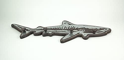 Zeckos Decorative Wall Hooks, 33 Inch Wood Shark Rack with Metal Accents - Image 2