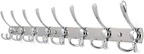 WEBI Coat Rack Wall Mount Long,8 Tri Hooks for Hanging Coats,30 inch Hook Rack Rail,Coat Hanger Wall Mounted for Clothes,Jacket,Hats,Chrome by WEBI