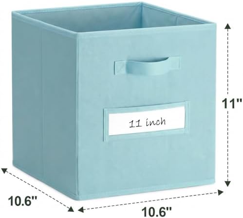 Storage Bins,11" Cube Storage Bin with Labels,10pcs,Sky Blue - Image 3