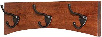 Solid Cherry Arched Wall Mounted Coat Rack - Bronze Hat & Coat Hooks - Made in The USA (Mahogany, 15" x 4.5" with 3 Hooks) by PEG+AND+RAIL