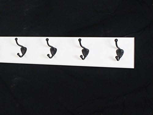 PegandRail White Wall Mounted Coat Rack with Bronze Hooks 4.5" Ultra Wide (20" x 4.5" with 4 Hooks) by PEG+AND+RAIL