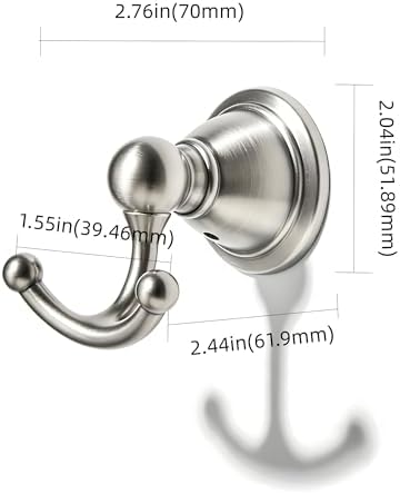 khtumeware 4 Pack 2-1/2 inch Brushed Nickel Vintage Towel Hooks - Image 2