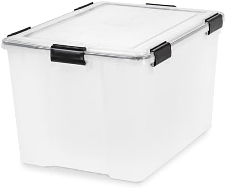 IRIS USA 2 Pack WeatherPro Plastic Storage Bins with Lids, 74 Qt, Black - Image 4