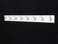 White Wall Mounted Coat Rack with Satin Nickel Hooks 4.5" Ultra Wide (41" x 4.5 with 8 Hooks) by PEG+AND+RAIL