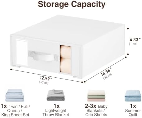 DIMJ Bed Sheet Organizers and Storage 8 Pack - Foldable Sheet Holder, Linen Closet Organizer Box for Sheets Set, Bedding, Blankets, Towel (King & Queen Size) - Image 5