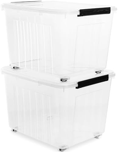 Citylife 82 Quart Large Clear Plastic Storage Bins with Lids 2-Pack by CITYLIFEHomeOrganization
