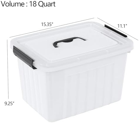 18 Quart Clear Plastic Latching Storage Box with Handle, 4-Pack - Image 2