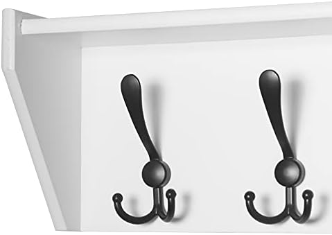 WEBI Coat Rack Wall Mount with Shelf,35" Long White Shelf with Hooks Underneath,7 Triple Hooks,Key Rack for Wall,Entryway Shelves for Wall - Image 6