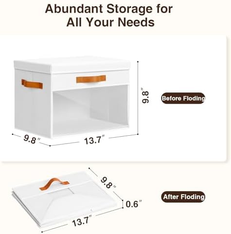 Homsorout Large Storage Bins with Lids - 6 Pack Foldable Decorative Organizers with Clear Windows & Handles, Cube Storage Organizers for Clothes, Blankets, Sweaters, Sheets, White - Image 3