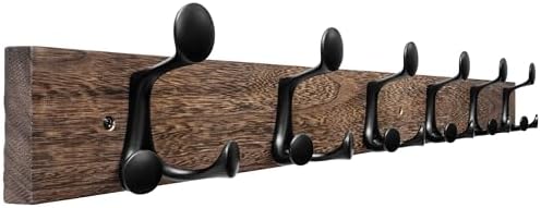 SKOLOO 36-Inch Wood Burnt Coat Rack Wall Mount with 6 Triple Hooks - Ideal for Family Entrances, Classrooms, and Pet Supplies Storage - Perfect Coat Hooks for Wall by SKOLOO