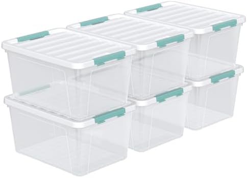 Gainhope 6 Pack 35 L Clear Plastic Storage Bin, Latch Storage Box with Lid by Unknown