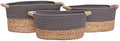 Seville Classics Premium Natural Handwoven Portable Laundry Bin Basket with Carrying Handles, Household Storage for Clothes, Linens, Sheets, Natural Water Hyacinth and Gray Rope, 3 Piece Set by Unknown