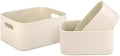 HofferRuffer Faux Leather Storage Baskets Bins with Velvet Lining for Organizing, Storage, Gifts, Set of 3 Nesting Shelf Baskets Decorative Storage Boxes for Home Organization (Cream White) by HofferRuffer