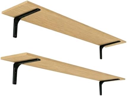 DINZI LVJ Long Wall Shelves, 55.1Inch Wooden Wall Mounted Shelves, Set of 2 by DINZILVJ