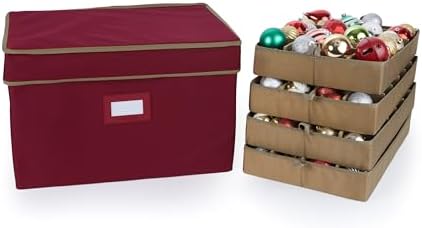 Covermates Adjustable Ornament Storage Box, 19.25" W x 13" D x 12.5" H, Red by Covermates