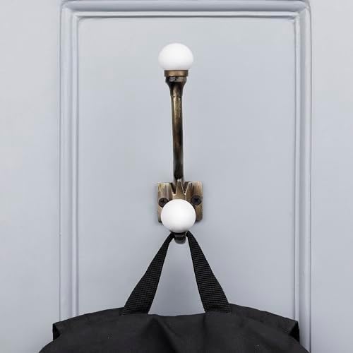 Indian Shelf 6 Piece White Double Wall Hooks for Bags Coats & Towel - Image 6