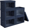 Homsorout Stackable Storage Bins with Lids - Medium Storage Box with Lids, Foldable Closet Boxes for Organizing, Wardrobe Clothes Organizer with Window, Cubes Bins for Living Room, 5 Pack, Navy Blue by Homsorout