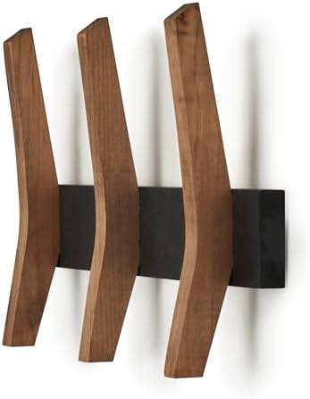 16-Inch Mid Century Coat Rack with 3 Wooden Hooks, Farmhouse Style Hookrail for Bedroom, Living Room, Hallway, and More, Solid Wood, 9.5" H x 16" W x 2.25" D, Black and Walnut - Image 5