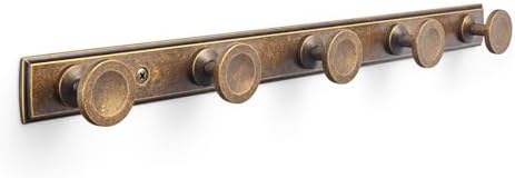 Coat Hook Wall Mounted, Antique Brass Zinc Alloy with 5 Hooks by Deuschwer